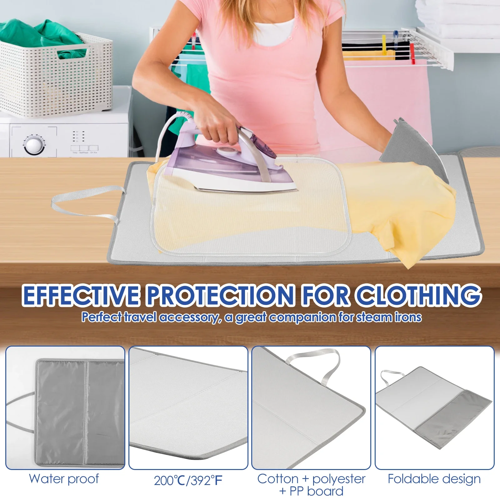 Ironing Mat Washer Dryer Cover Board Heat Resistant Portable Travel Clothes Protector Board Table Top Laundry Pad