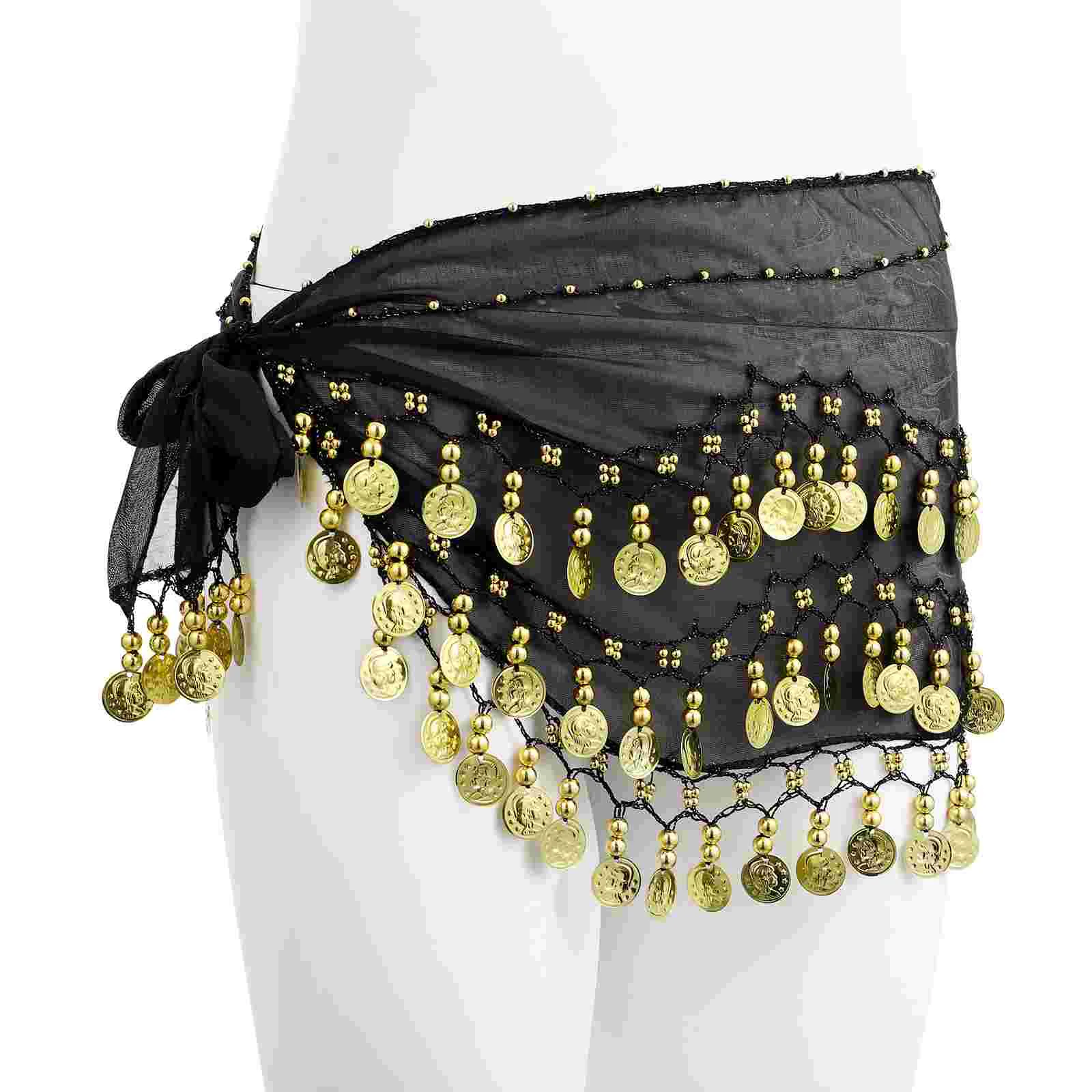 Waist Belt Chiffon Hip Scarf With Coins Dancer Outfit Costume Accessories Sports Wear Clothing Sportswear Dancewear