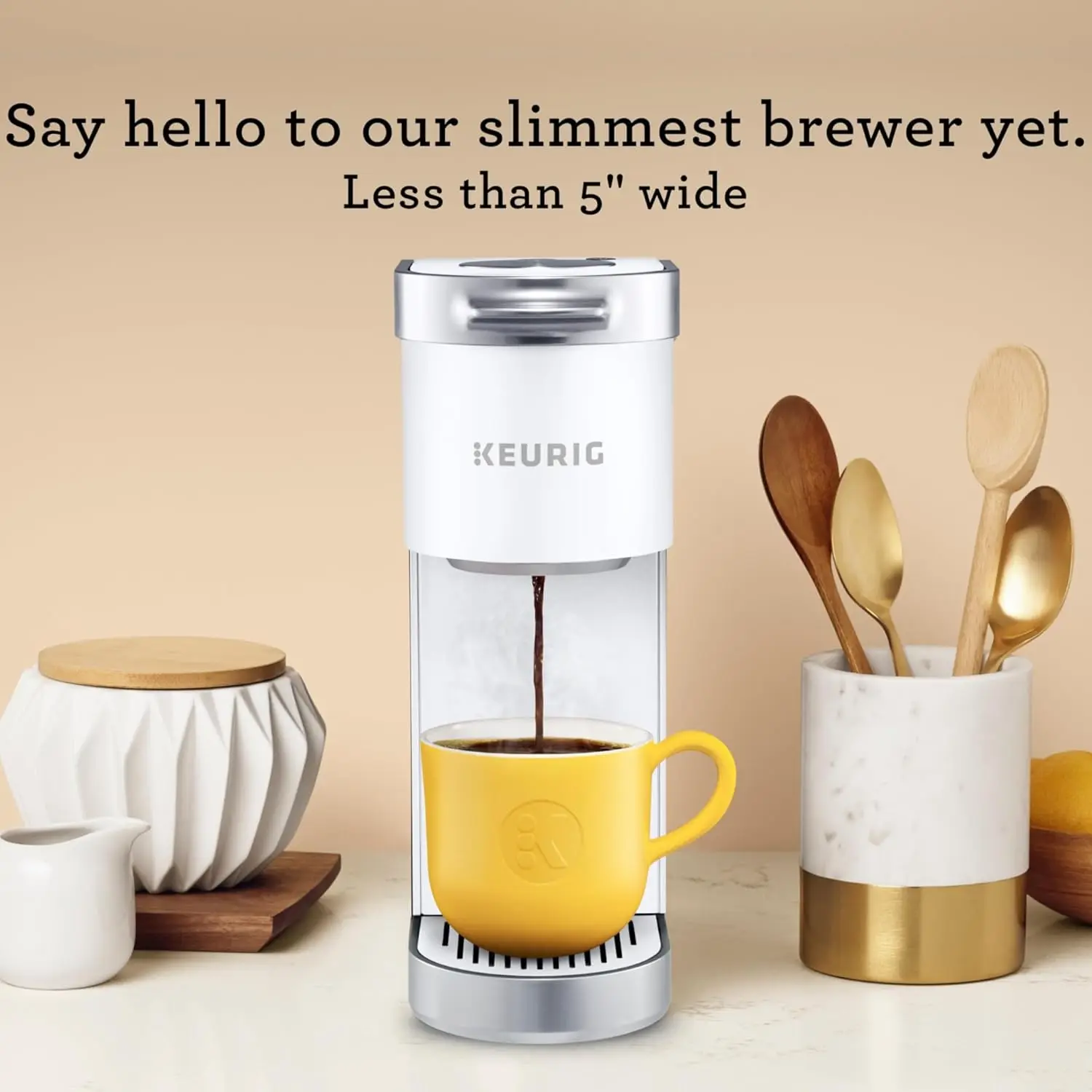 NEW K-Mini Plus Single Serve K-Cup Pod Coffee Maker, Matte White 3