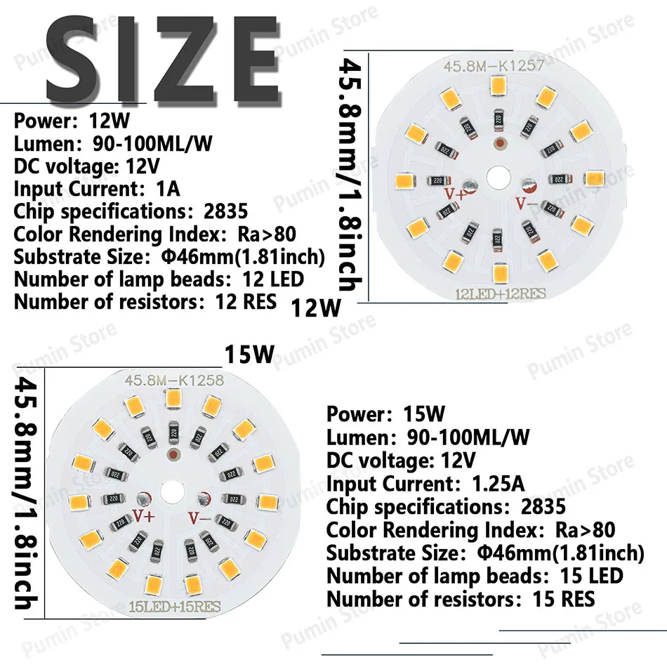 Description Picture 2 of item10pcs LED 2835 Lamp Bead DC12V 17W 21W LED Bulb Lamp Circular Warm White For Mobile Light Accessory Light Board
