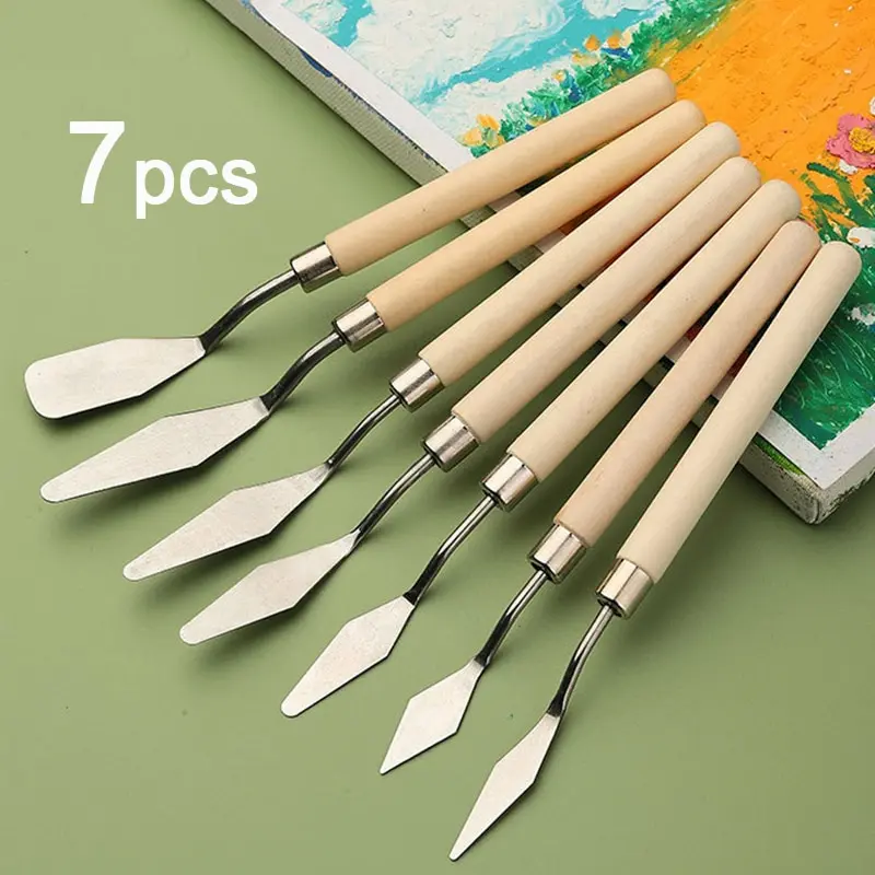 

7Pcs Stainless Steel Oil Painting Knives Artist Crafts Spatula Palette Knife Mixing Knife Scraper Art Tools