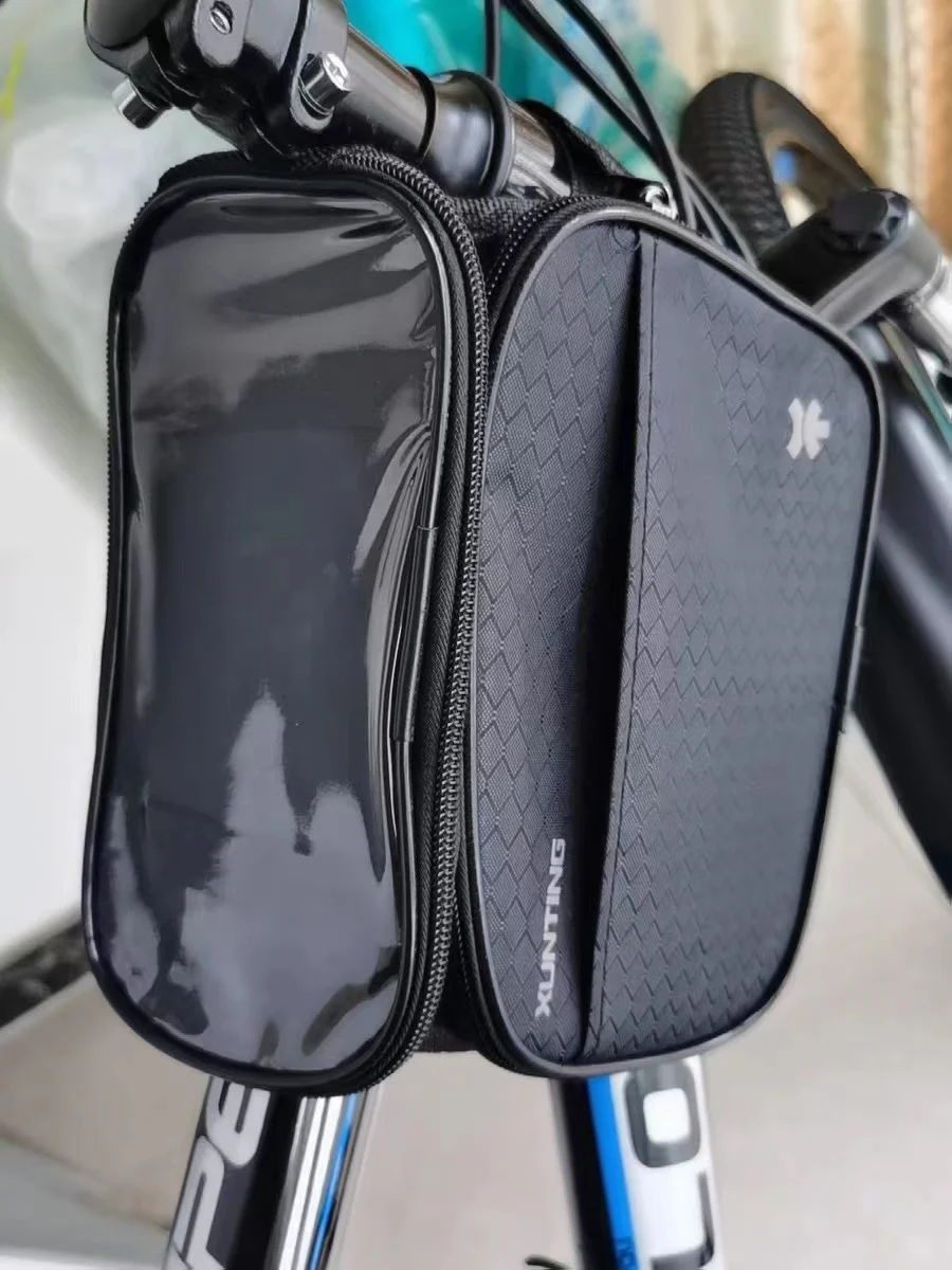 Xunting Fahrradtasche, Handytasche, wasserdicht, für Mountainbike, vorne, Oberrohrtasche, Radfahren, Touchscreen, Handyhalter, Pannier, MTB, Rennrad – Detail 2