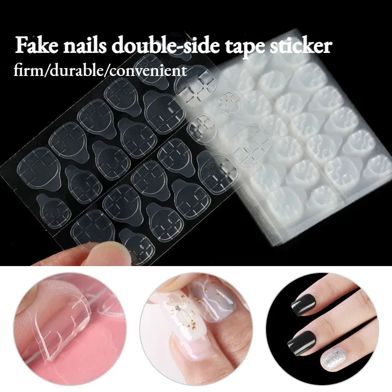 1-10sheets Double Side Nail Glue Transparent False Nail Art Adhesive Tape Glue Stickers DIY Reusable Manicur Nails Accessories
