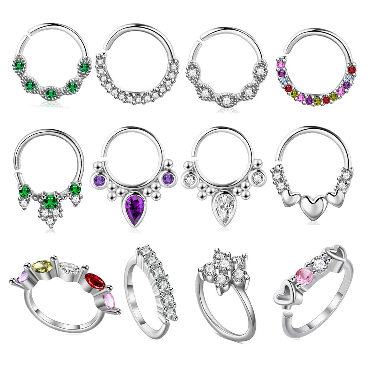 

wholesales mix style brass nose piercing septum nose rings tragus helix cartilage earrings body piercing stud choose by random