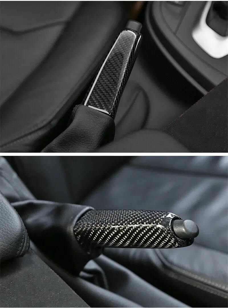 Carbon Fiber Black Handbrake Cover Universal Decoration For BMW 3 Series E90 E46 E91 E92 E93 F30 F32 2005-