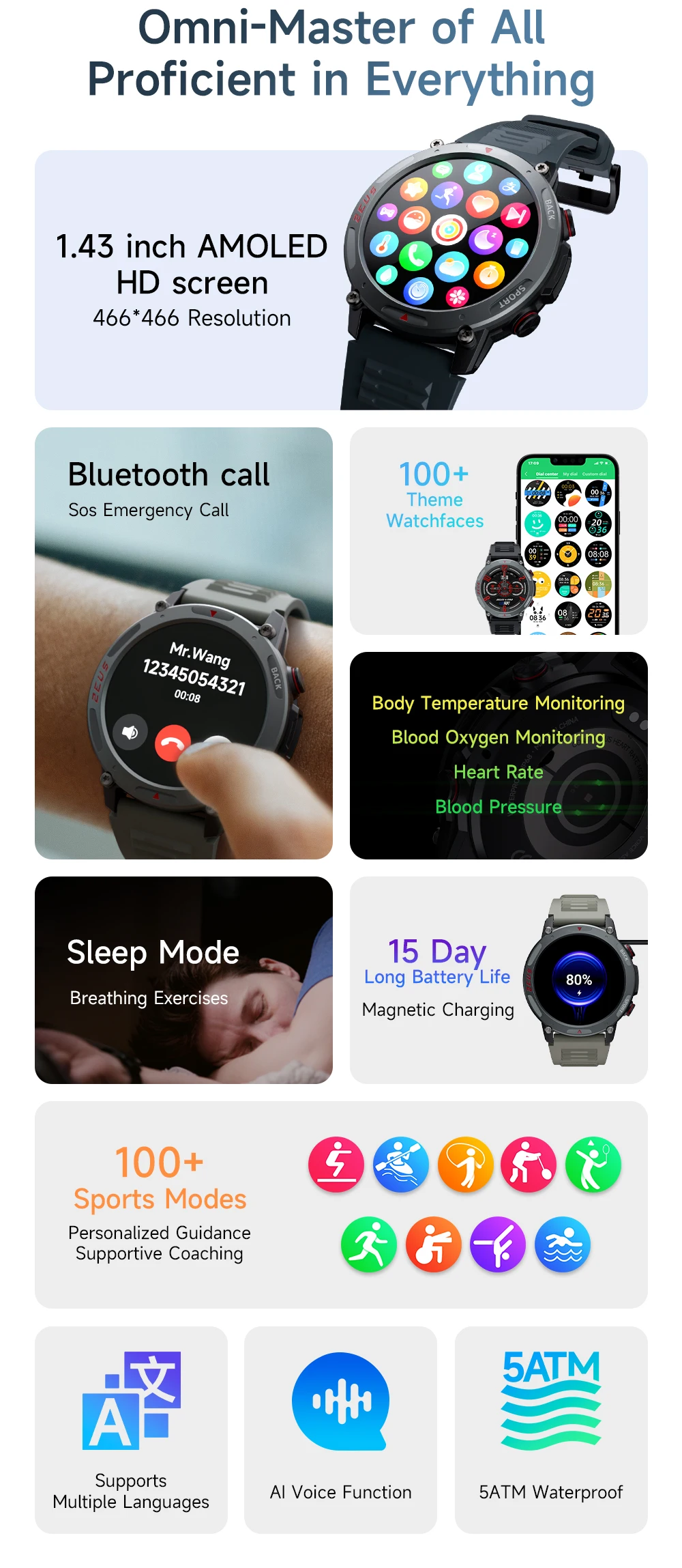 redonda, BT Calls, Fitness Tracker, Monitor de