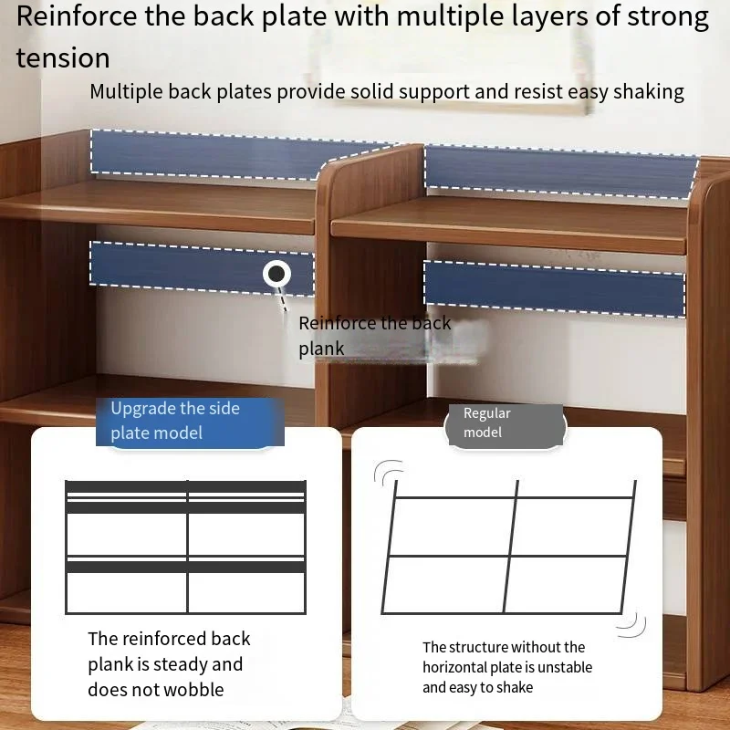 Bookcase Storage Table Bookshelf Wood Storage Shelf for Student Home Desk