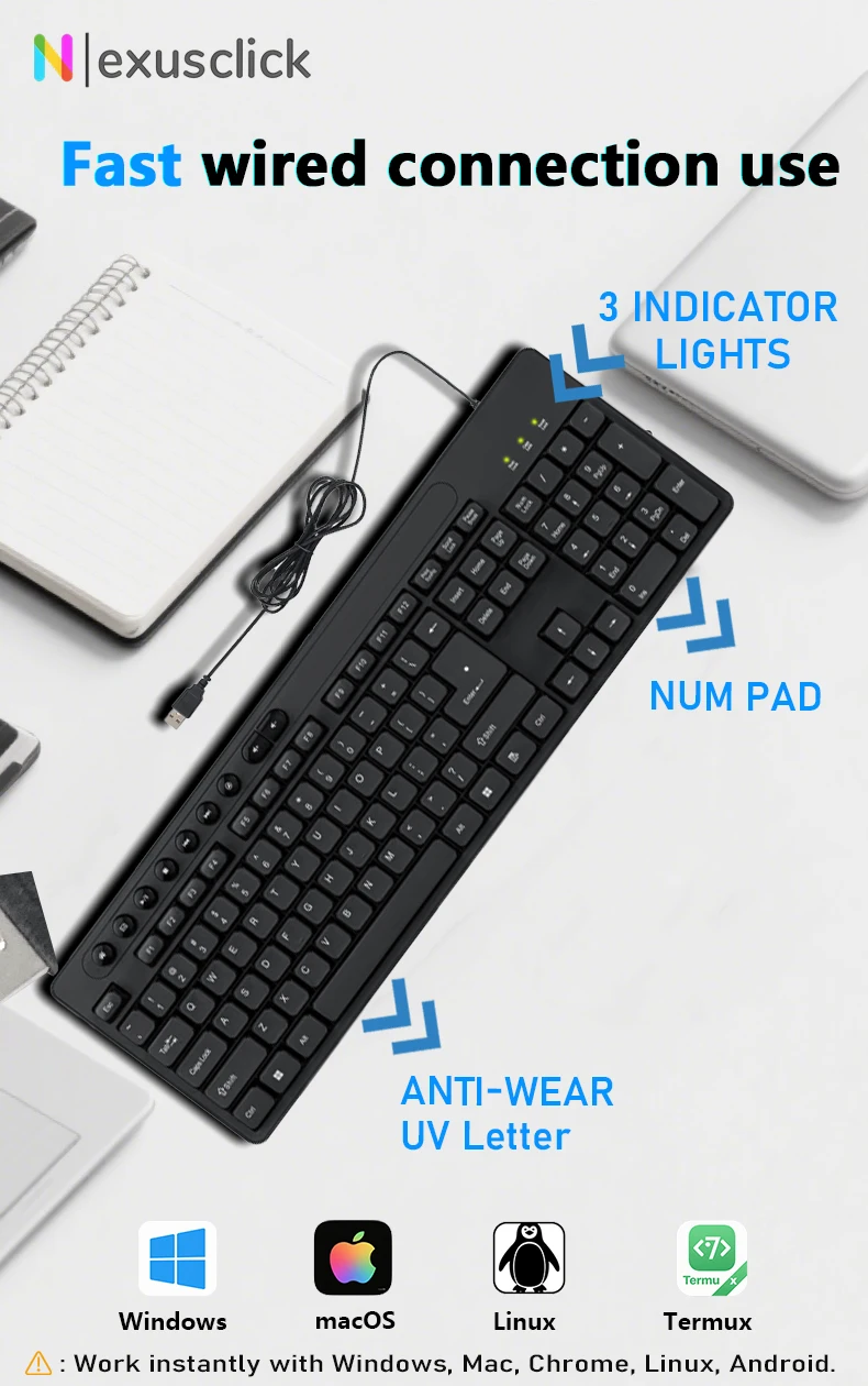 Kabelgebundenes Usb Tastatur Und Maus Set Ergonomisches Design_voghion.com