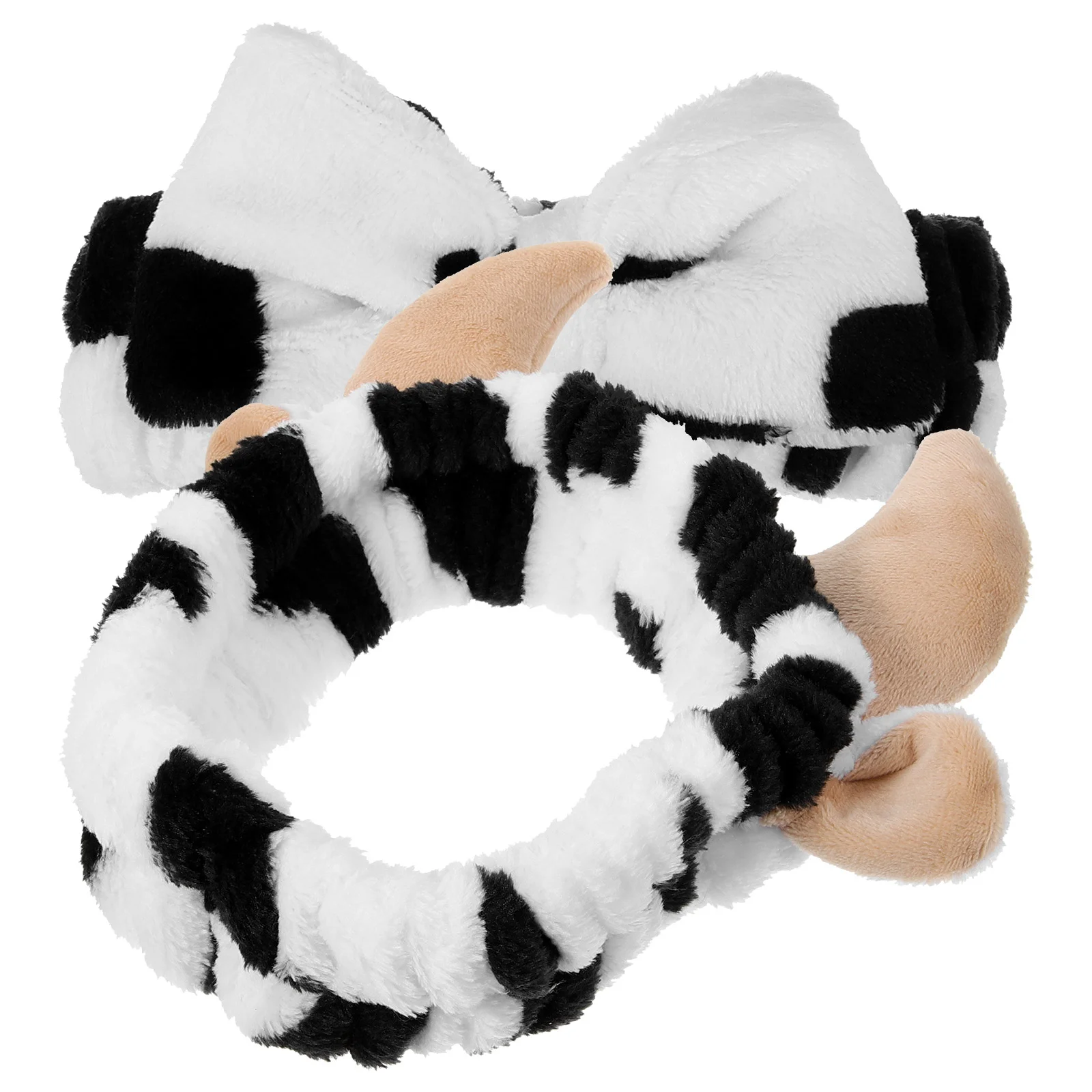 

2 Pcs Cow Headband Ears Spa Bowknot Skin Care Kit Horns Shower Fabric Face Wash Miss Women's Suit