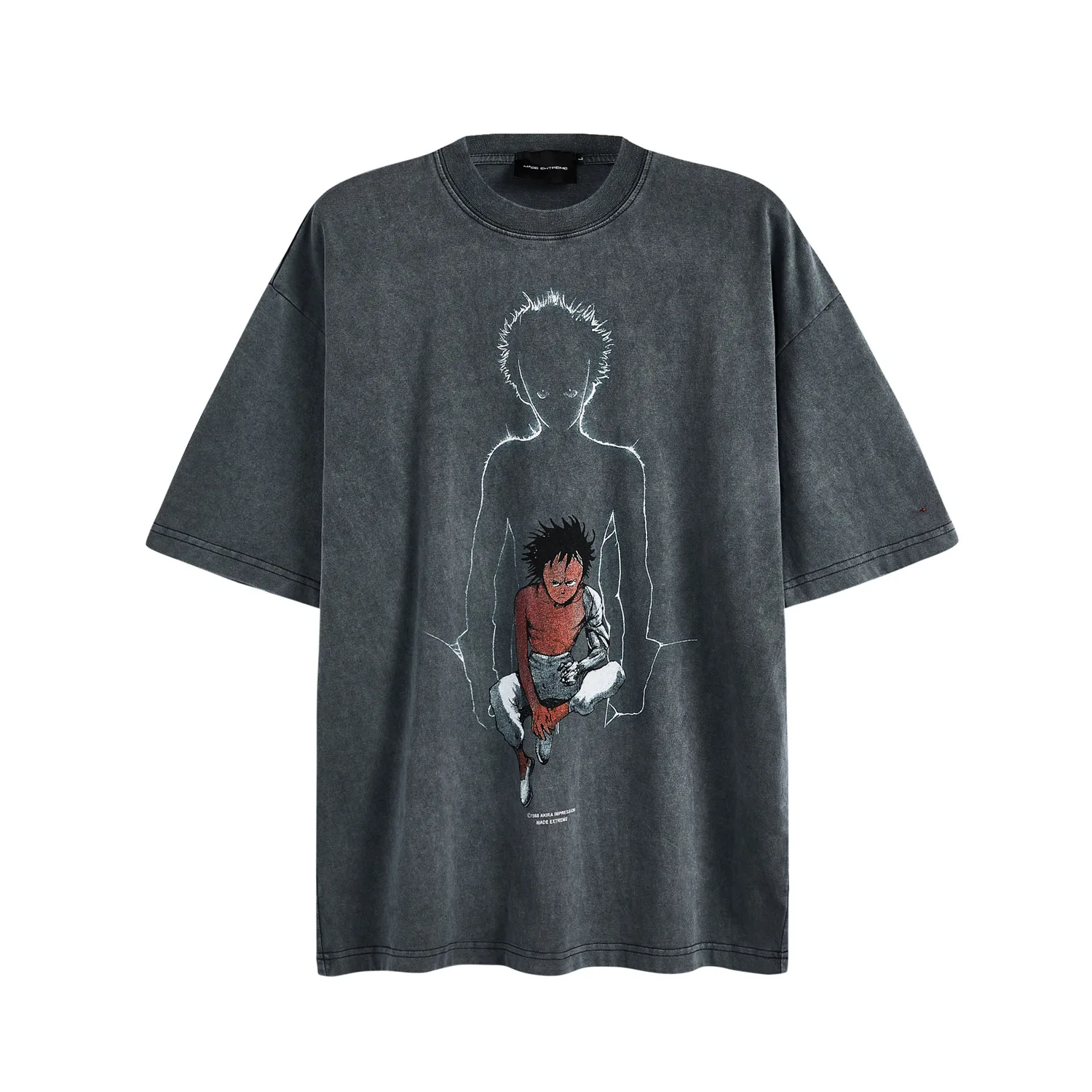 

MADE EXTREME Wax Dyed Cotton Short Sleeve Cleanfit Street Printed Washed T-shirt for Men and Women