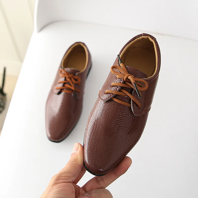 Iawesome Boys Leather Shoes Kids Flats Lace-up Children's Wedding Shoes For Toddlers Boy Big Boys Fashion For Performance 4