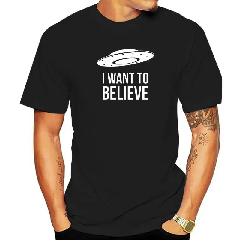Забавная Мужская футболка I Want To Believe Повседневная хлопковая с коротким рукавом и