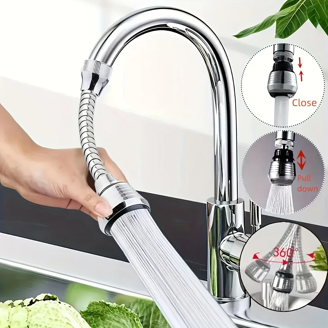 1PC 360° Rotating Kitchen Faucet Nozzle - RV Sink Extender, Water-Saving Splash Proof Nozzle with Polished Surface boat