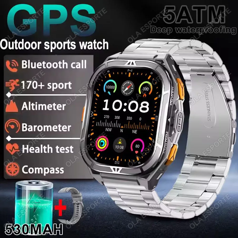 ตัวเลือกสินค้า สมาร์ทวอทช์กันน้ำ 5ATM พร้อม GPS ดูอัลแบนด์ เข็มทิศสำหรับกีฬา