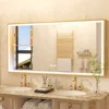 LUVODI Illuminated Bathroom Mirror Gold Frame Wall Mounted Bathroom Vanity Mirror with LED Lights 3 Color Dimming Defog 2