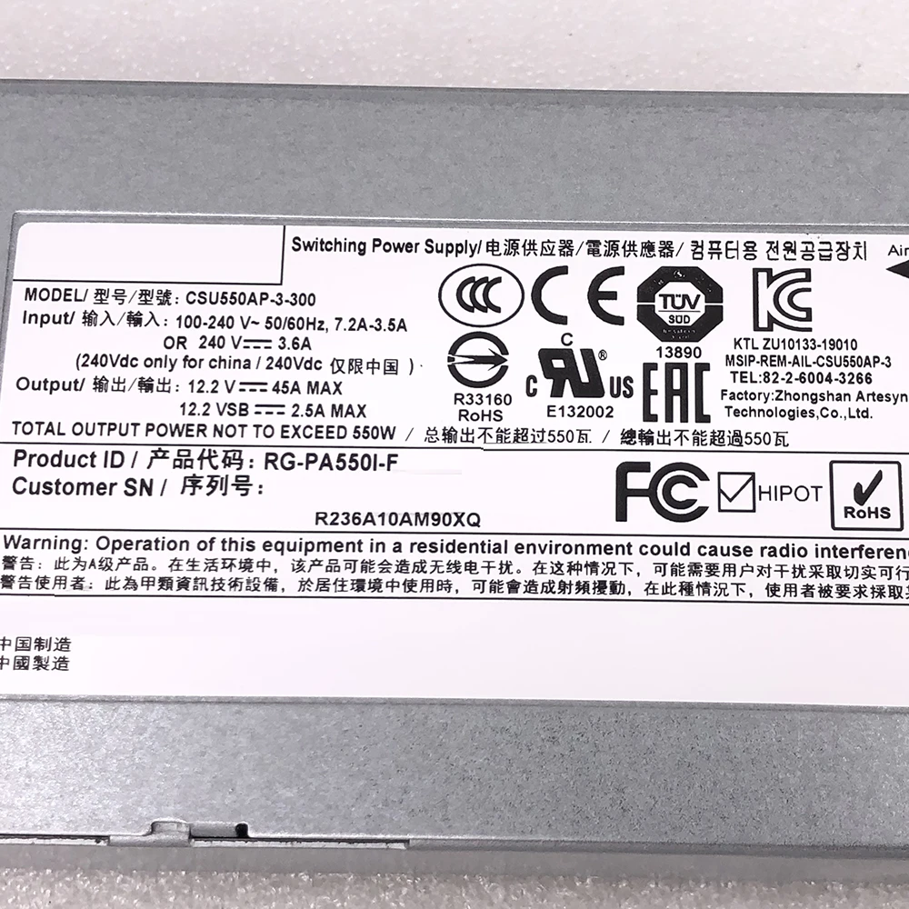 CSU550AP-3-300 Server Platinum Redundant Power Supplies 12.2V 45A 550W 1 CSU550AP 3 300 Server Platinum Redundant Power Supplies 12 2V 45A 550W
