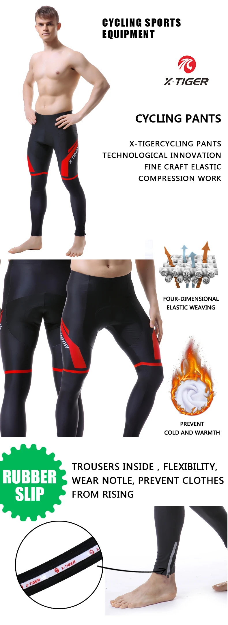 X-Tiger Winter Cycling Pants Coolmax with 5D gel Pad Pantalon MTB Mountain Road Bike Pants Bicycle Tights
