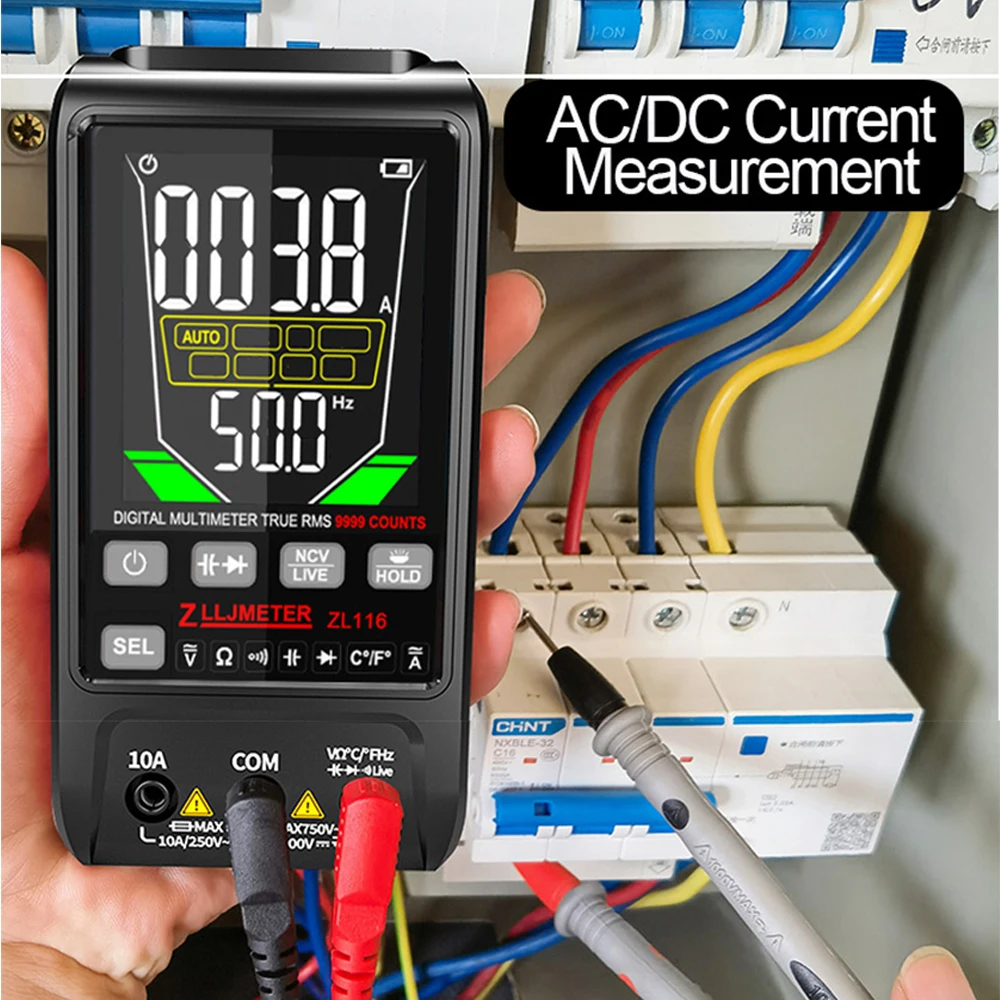 Digital Multimeter Tester USB Charge AC DC Current True RMS Capacitance Temp Ohm Auto Range