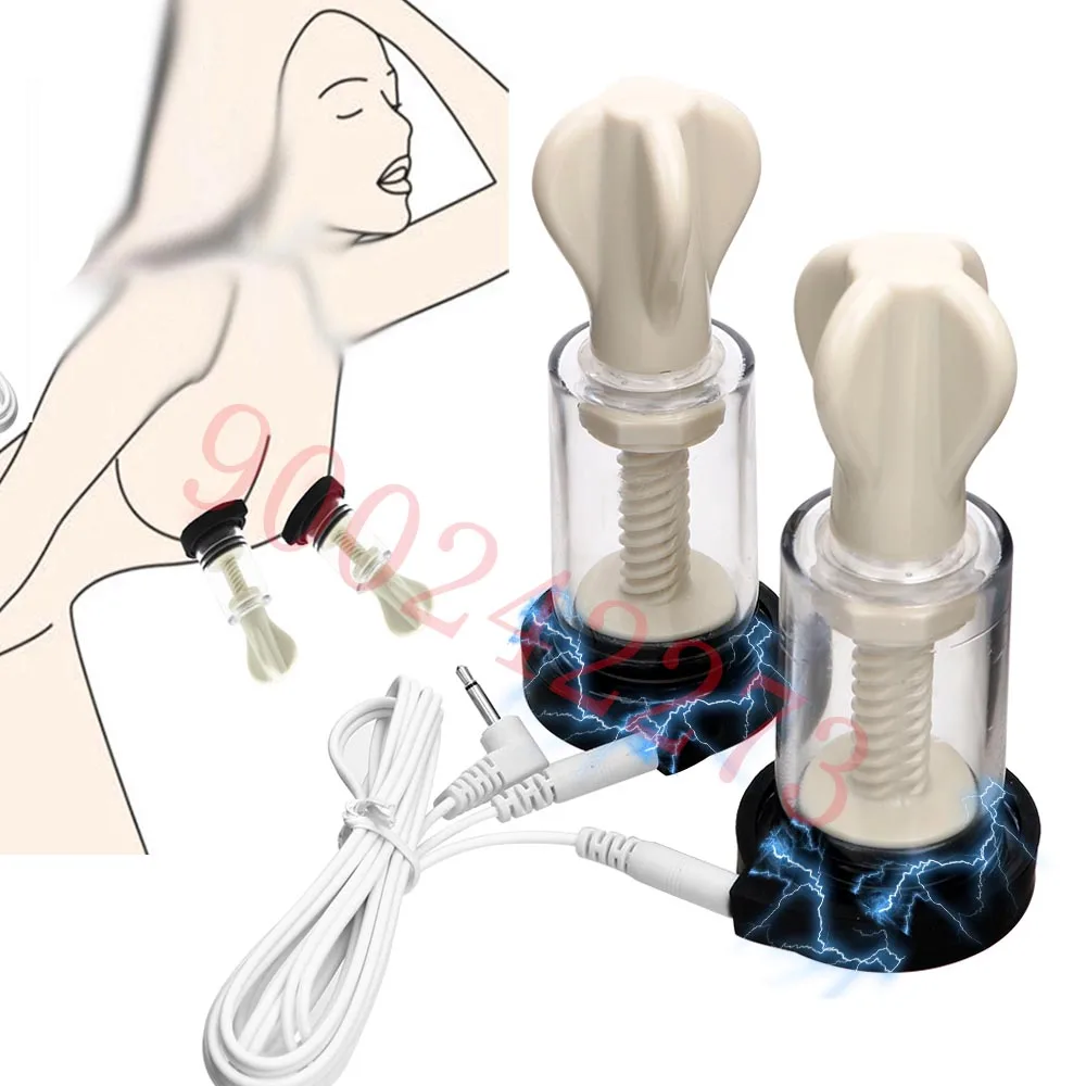 SM Electric Shock Nipple Sucker Clamps Clit Clip Vacuum Pump Electro Stimulate Breast Booster Body Therapy For Woman Orgasm electro sex toys electric sex toys