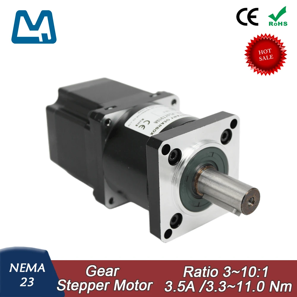 

Nema23 Planetary Gearbox Ratio 5:1 Keyway Shaft 57 Stepper Motor 54mm Body Lenght 3.5A 1.1Nm