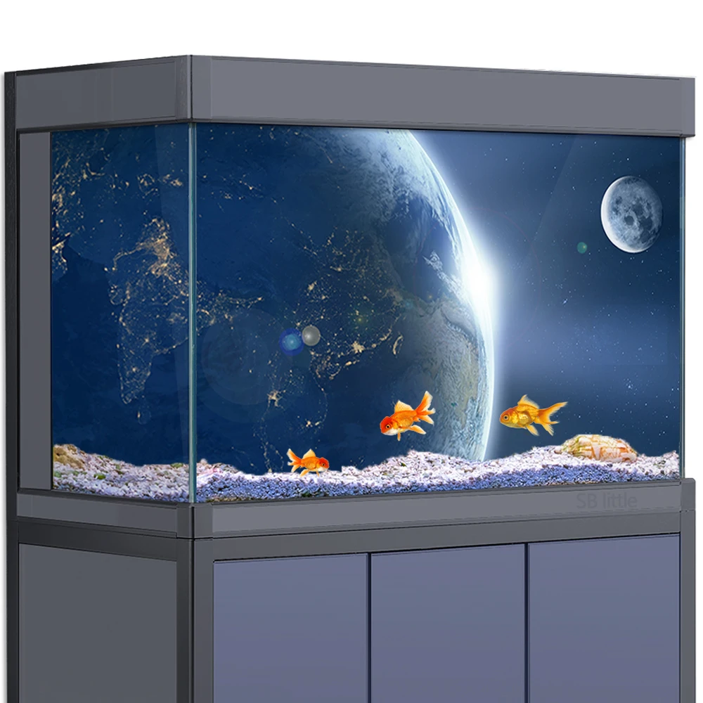 

Aquarium Background Sticker - Space Earth Planet HD 3D Poster Decoration - for 5-60 Gallon Fish Tanks Reptile Habitat