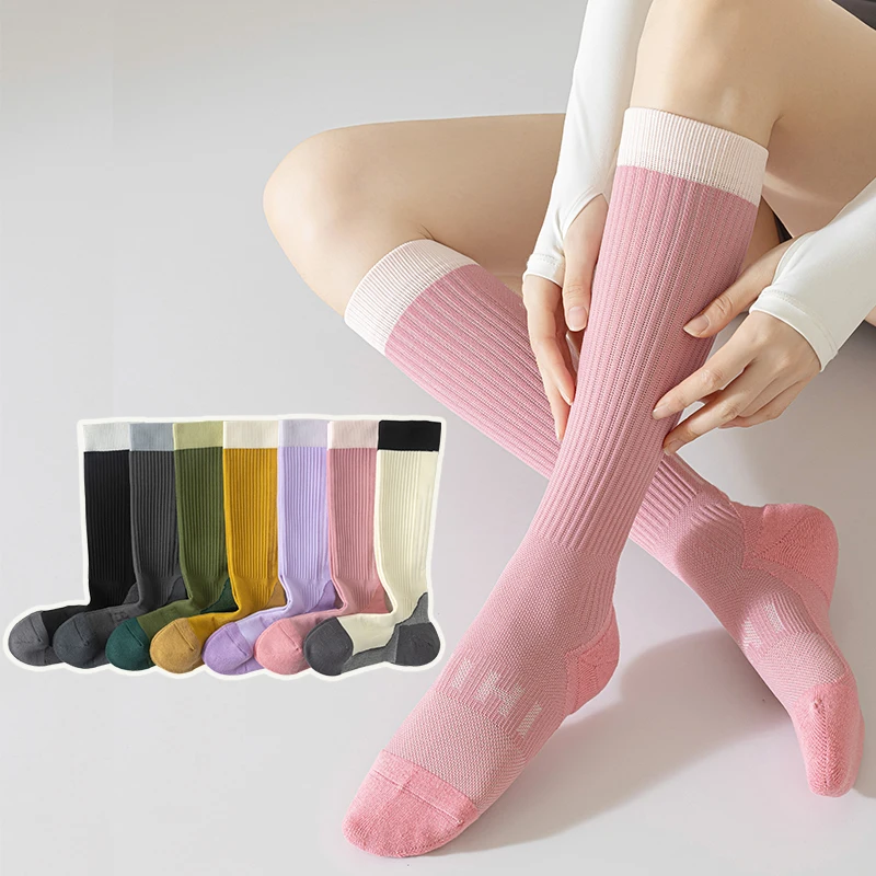 

Новые женские носки-трубы средней высоты профессиональные спортивные утолщенные Носки из чистого хлопка с защитой от запаха, высокие носки 318