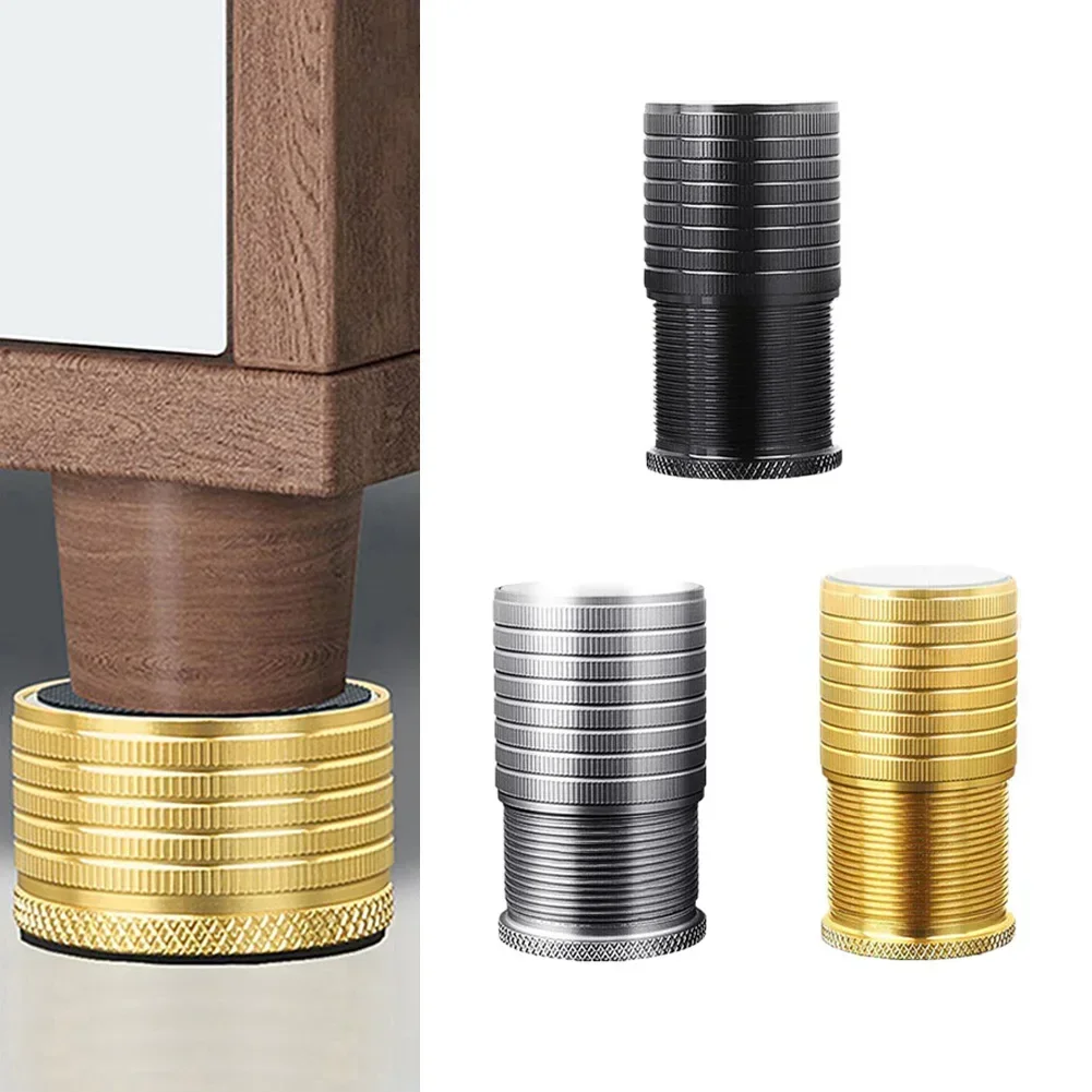 Adjustable Aluminum Alloy Bed Risers with Silicone Base - Furniture Hardware Accessories (Set of 1-16 Pieces)