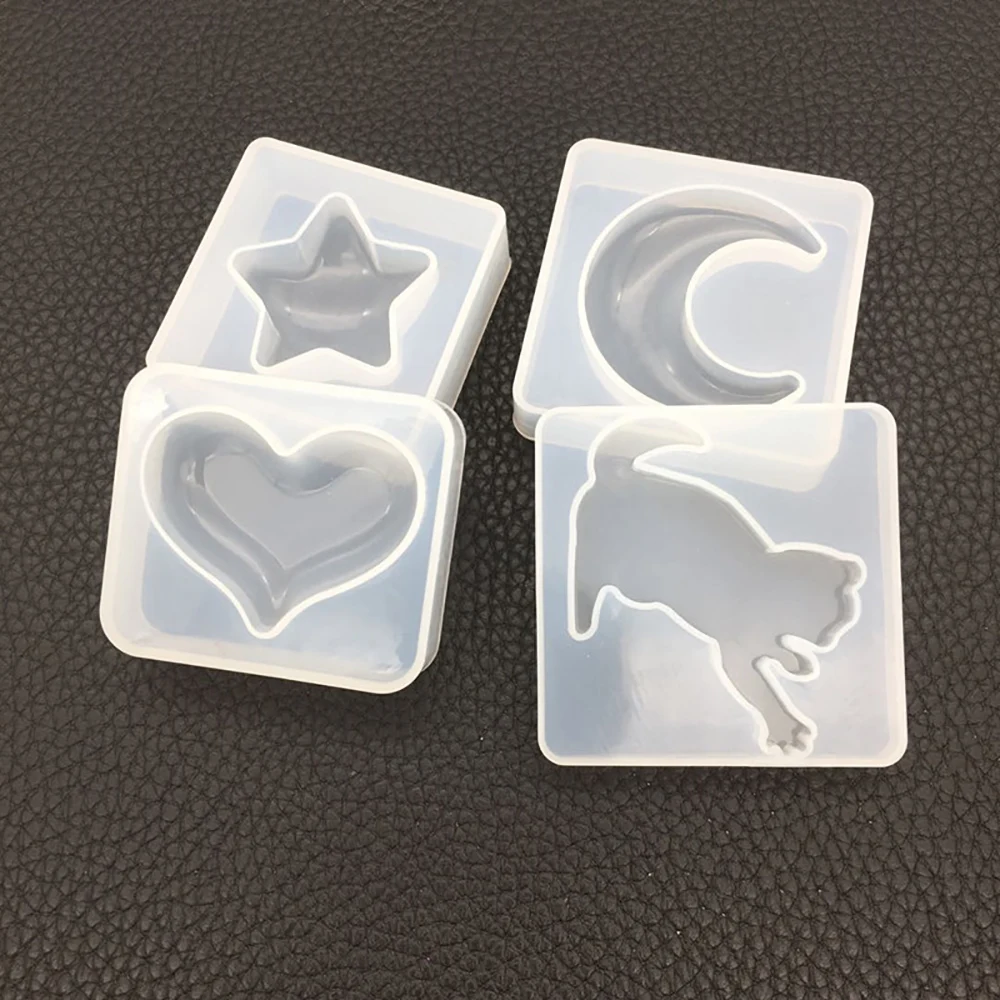 Silicone world Pentagram Moon Heart Cat Shaped Pendant Casting Silicone Mold Crafts Keychain Making Crystal Epoxy Resin Mold