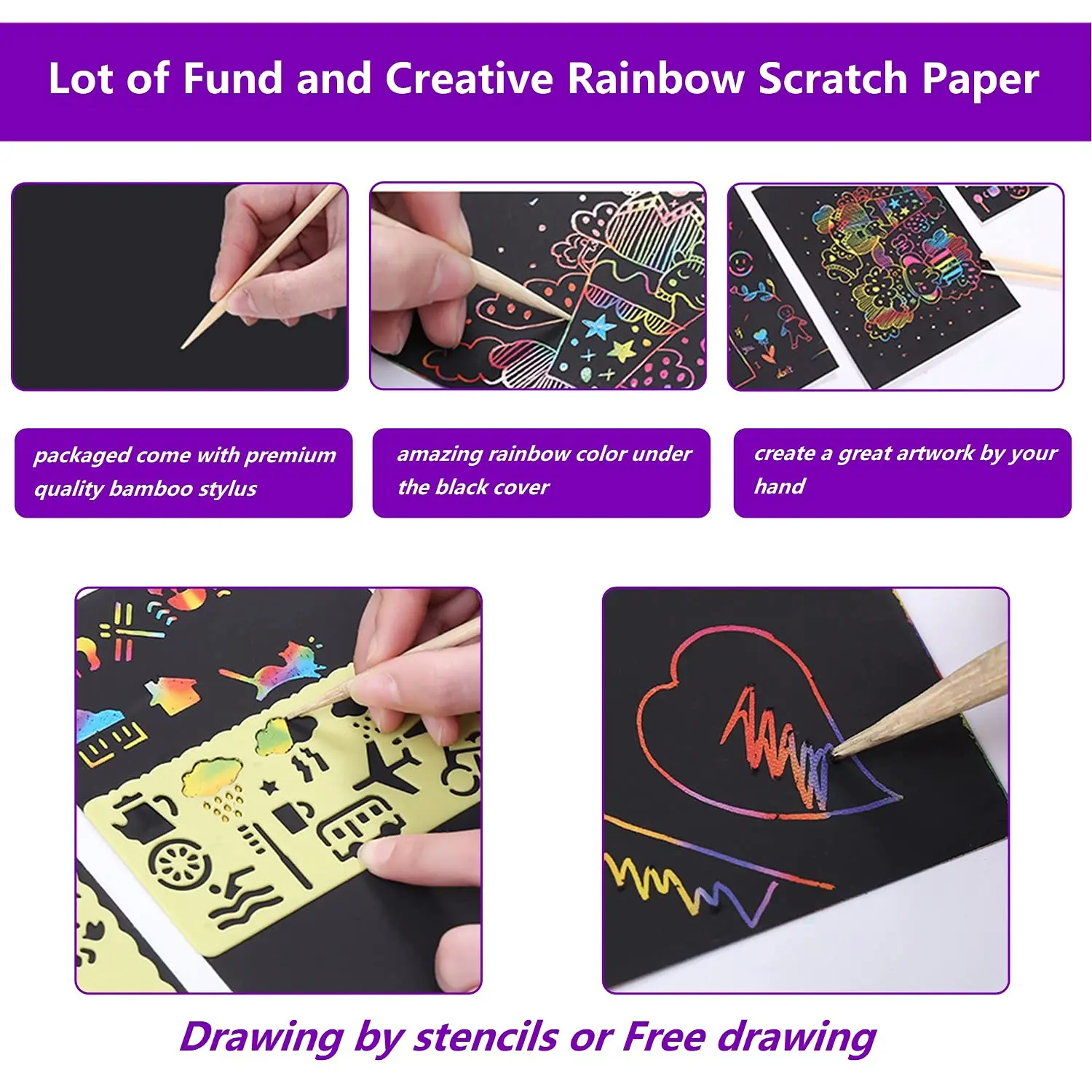 Scratch Art Paper Magic Rainbow Scratch Sketch Art A4 Paper