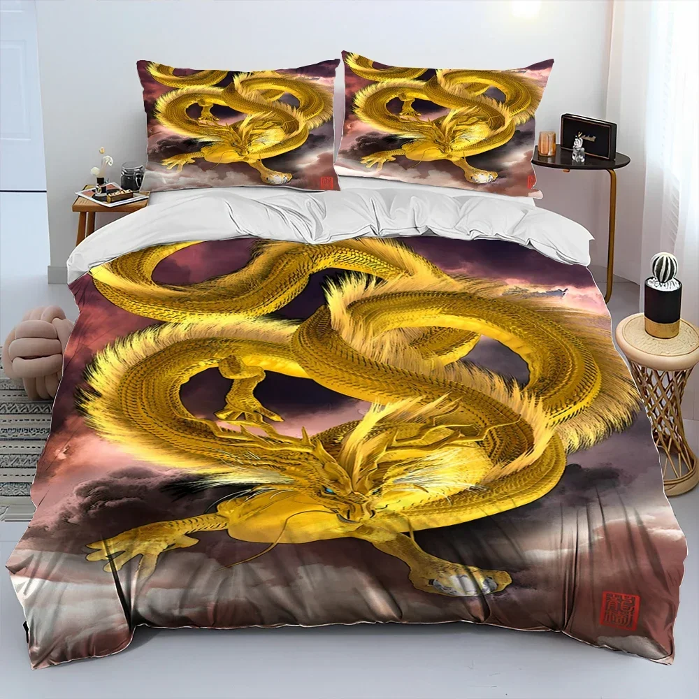 Drache Cartoon Tröster Bettwäsche Set, Bettbezug Bett Set Bettbezug Kissenbezug, King Queen Size Bettwäsche Set für Erwachsene Kind Geschenk – Detail 16