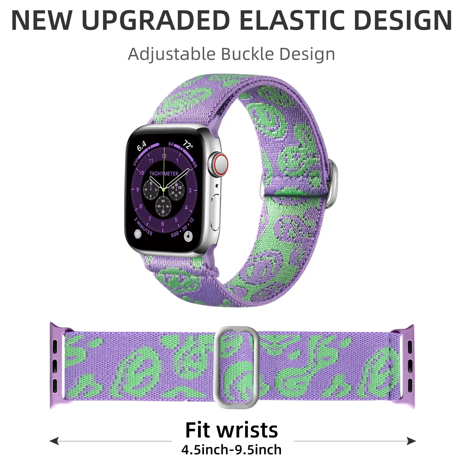 Breathable Stretchy Nylon Solo Loop Band with Love/Flower Pattern - Elastic Braided Design