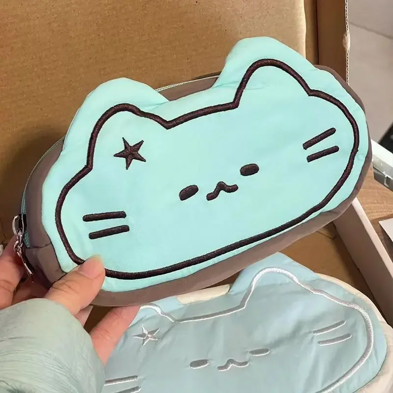 Ins Style Cartoon Pen Case Cute Caramel Cat Pen Bag Large Capacity Lovely Plush Animal Pencil Organizer Case School Supplies 1pc