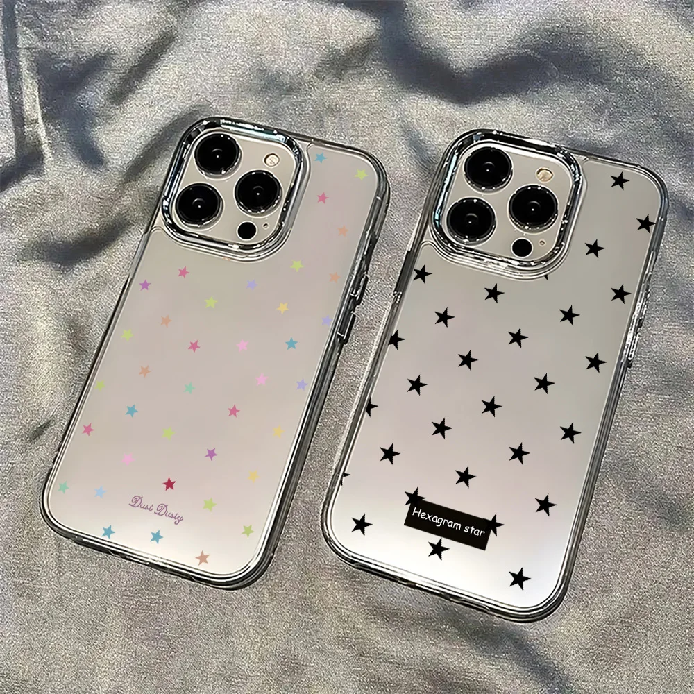 Elegant Black Stars Full Screen Phone Case - Soft Korean Design