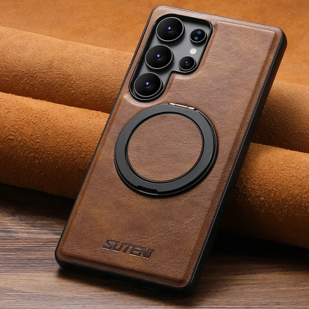 Magnetic Foldable Leather Phone Case with Stand and Wireless Charging Compatibility