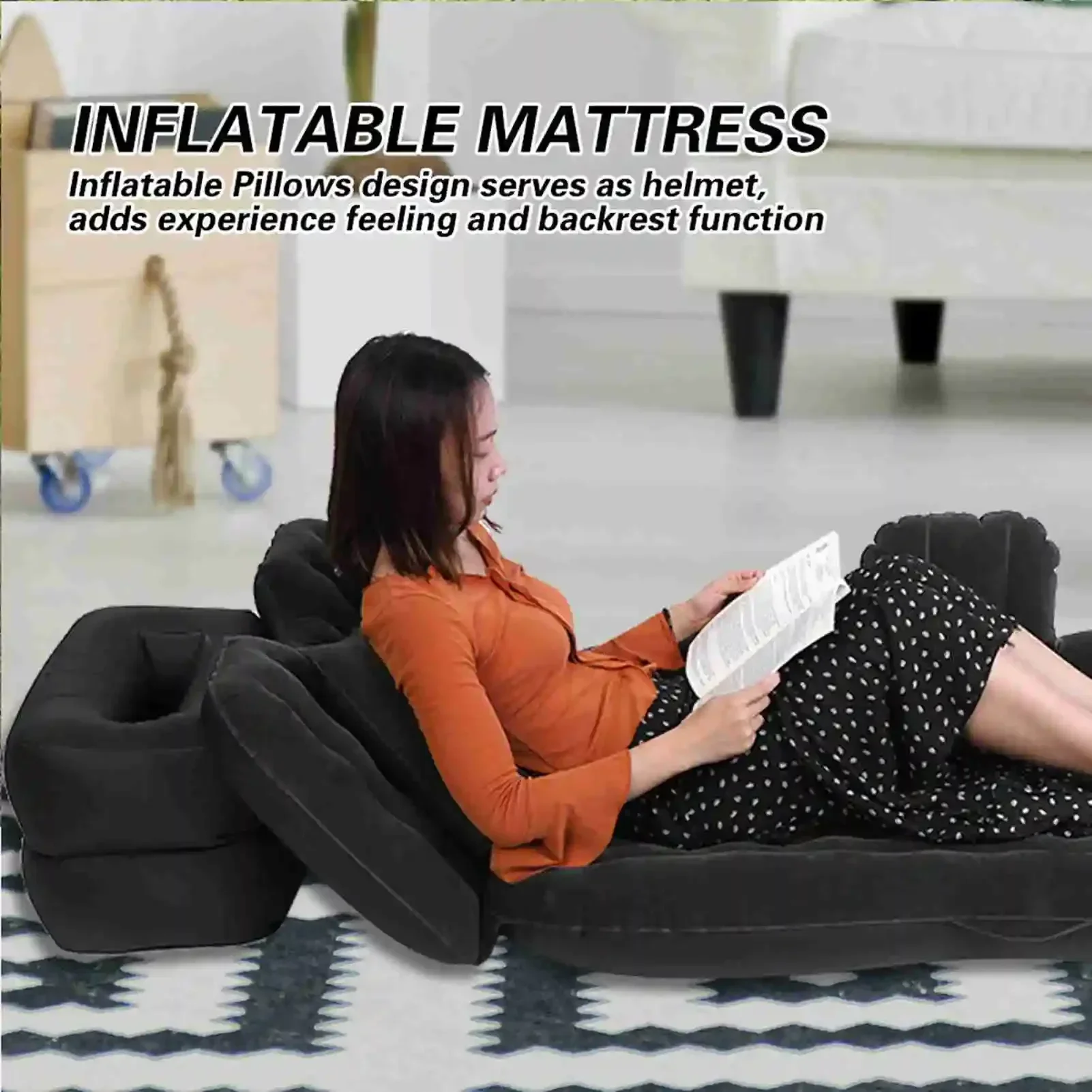 Inflatable Bed Mattress Indoor Outdoor Camping Travel Car Back Seat Air Beds Cushion