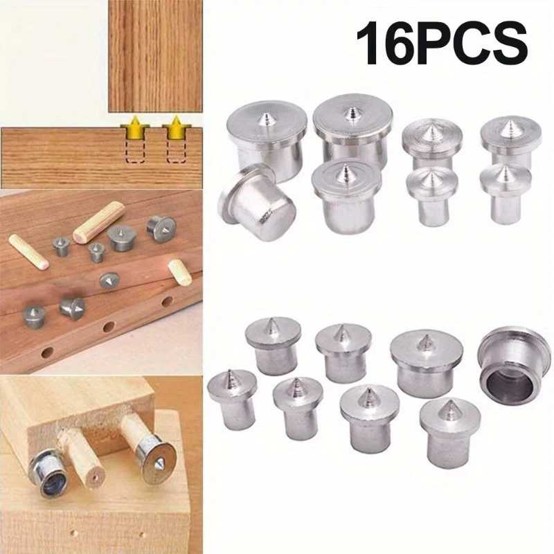 8Pcs 6-12mm Dowel Tenon Center Point Set Woodworking Alignment Pin Joint Locator Dowelling Hole Marker Tool for Wood Timber