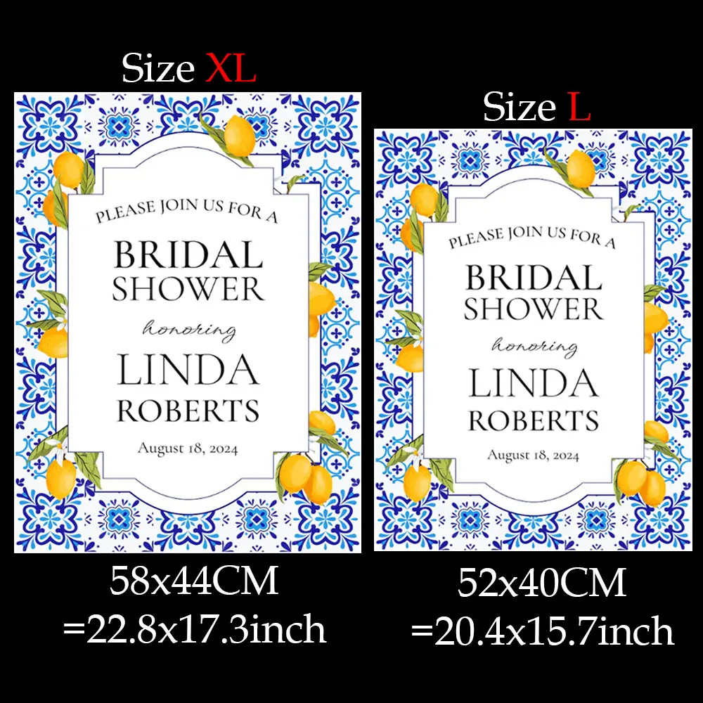 Acrylic Wall Decor Acrylic Party Decor Wedding Poster Mediterranean Lemon Bridal Shower Welcome Sign Mosaic Board Navy Blue Lemon Welcome Sign for Birthday Wedding Decor