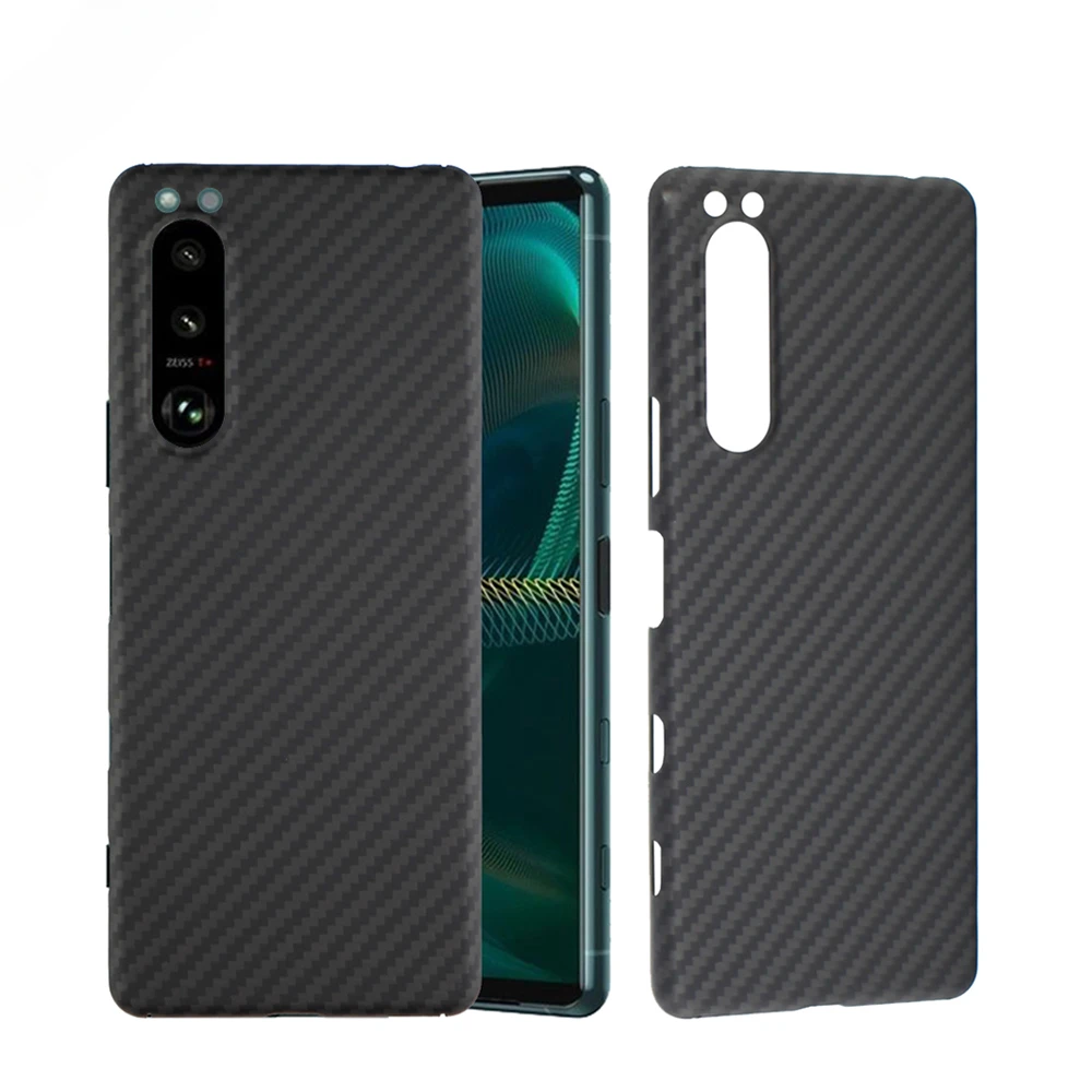 Dropshipping Real Aramid Fiber Phone For Sony Xperia 5 Iii Ultra-thin Anti-fall For Xperia 5 Iii 5G Carbon Fiber CASE Cover