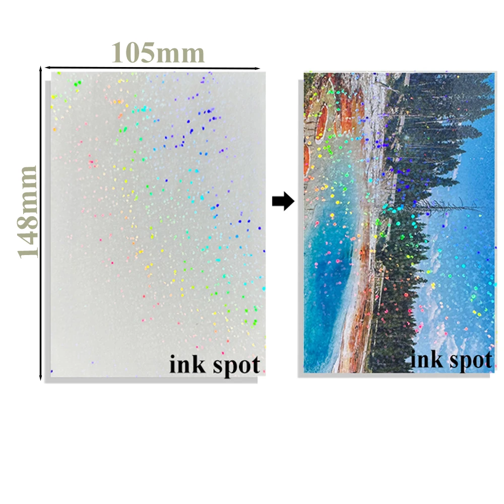 Holographic Star Dot Waterproof Cold Laminating Film - 50 Sheets of A6 Self-Adhesive Paper