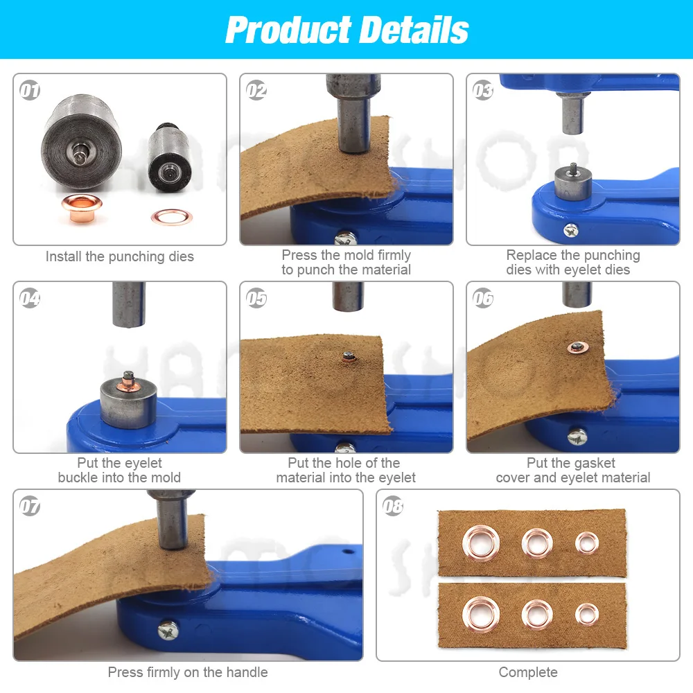 Eyelet Punch Tool Set Grommet Eyelet Kit Grommet Punch Tool Grommet Tool Kit Grommet Tool Screw Back Eyelets Eyelet Grommet Dies Metal Eyelet Buttons 3-14mm Eyelets Grommet Installation Press Mould Dies Metal Mold With Eyelets For Hand Press Machine Leathercraft Shoes Bag Belt