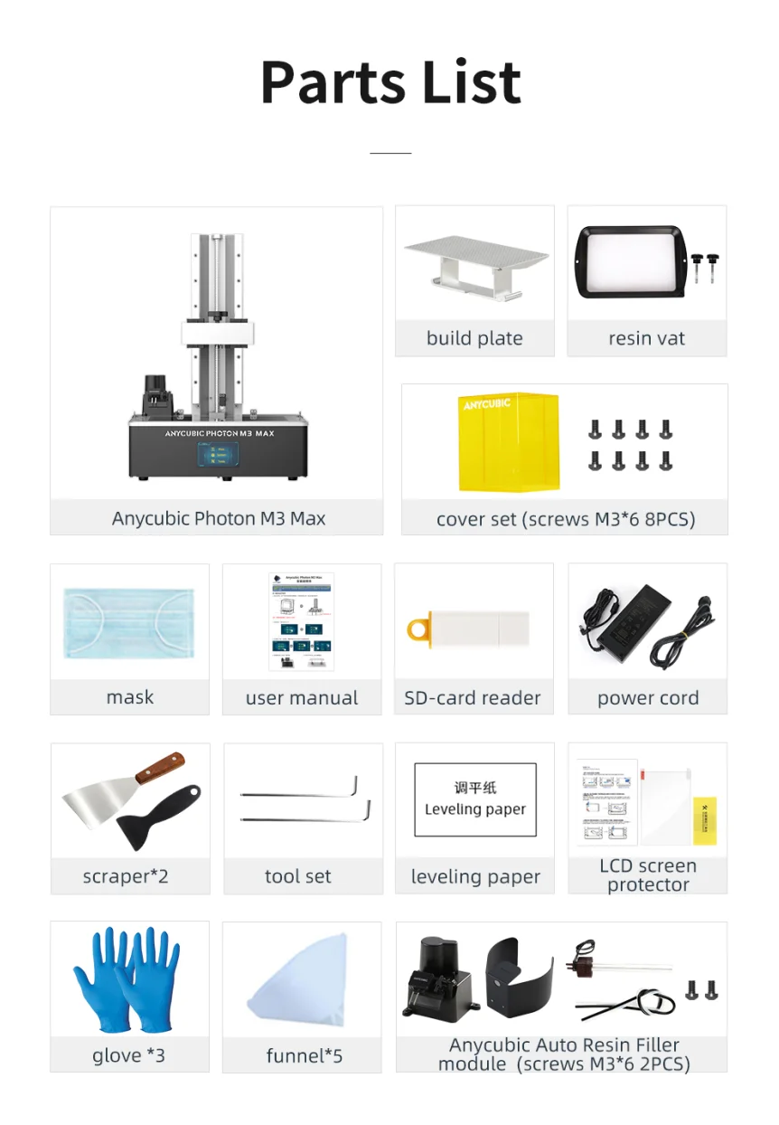 cheap 3d printer Anycubic Photon M3 Max 13'' 7k Monochrome Screen 3D printer HD Large Print Size 298*163*300mm Large Build Volume Resin Printer 3d laser printer