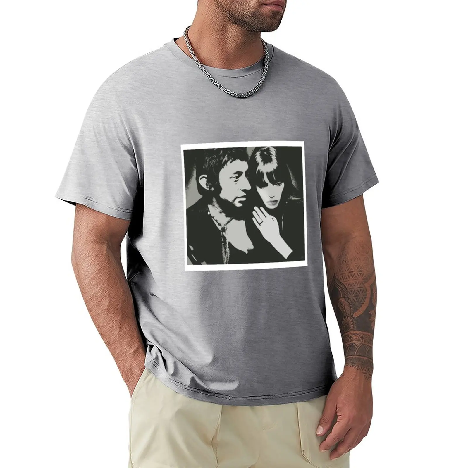 Serge Gainsbourg & Jane Birkin T-Shirt Con Ritratto In Bianco E Nero Magliette Divertenti Magliette Vintage Magliette Da Uomo