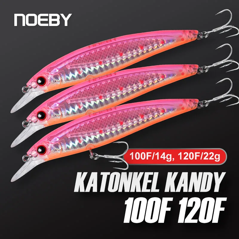 Noeby 3 Stück Jerkbait Floating Minnow Angelköder 100 mm 13,6 g 120 mm 22 g Long Cast Wobbler Kunstköder Meeresangelköder