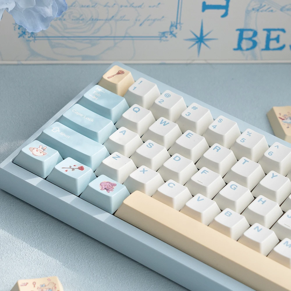 FBB 키캡 이상한 나라의 앨리스 PBT 승화 맞춤형 기계식 키보드 키 캡 귀여운 1.7mm 두께 DIY 선물 소녀 여성용