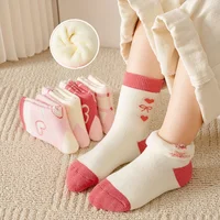 5 paires automne hiver nouvelles filles Ins Style mignon doux imprimé dentelle enfants mode tout confortable chaud coton chaussettes 2