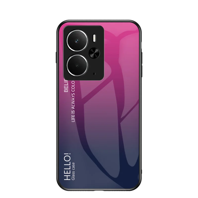 Gradient Tempered Glass Phone Case with Silicone Bumper