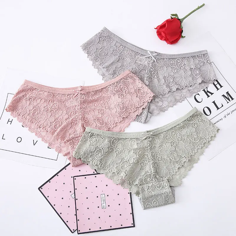 

Women's lace low-rise lace triangle ice silk no trace panties women