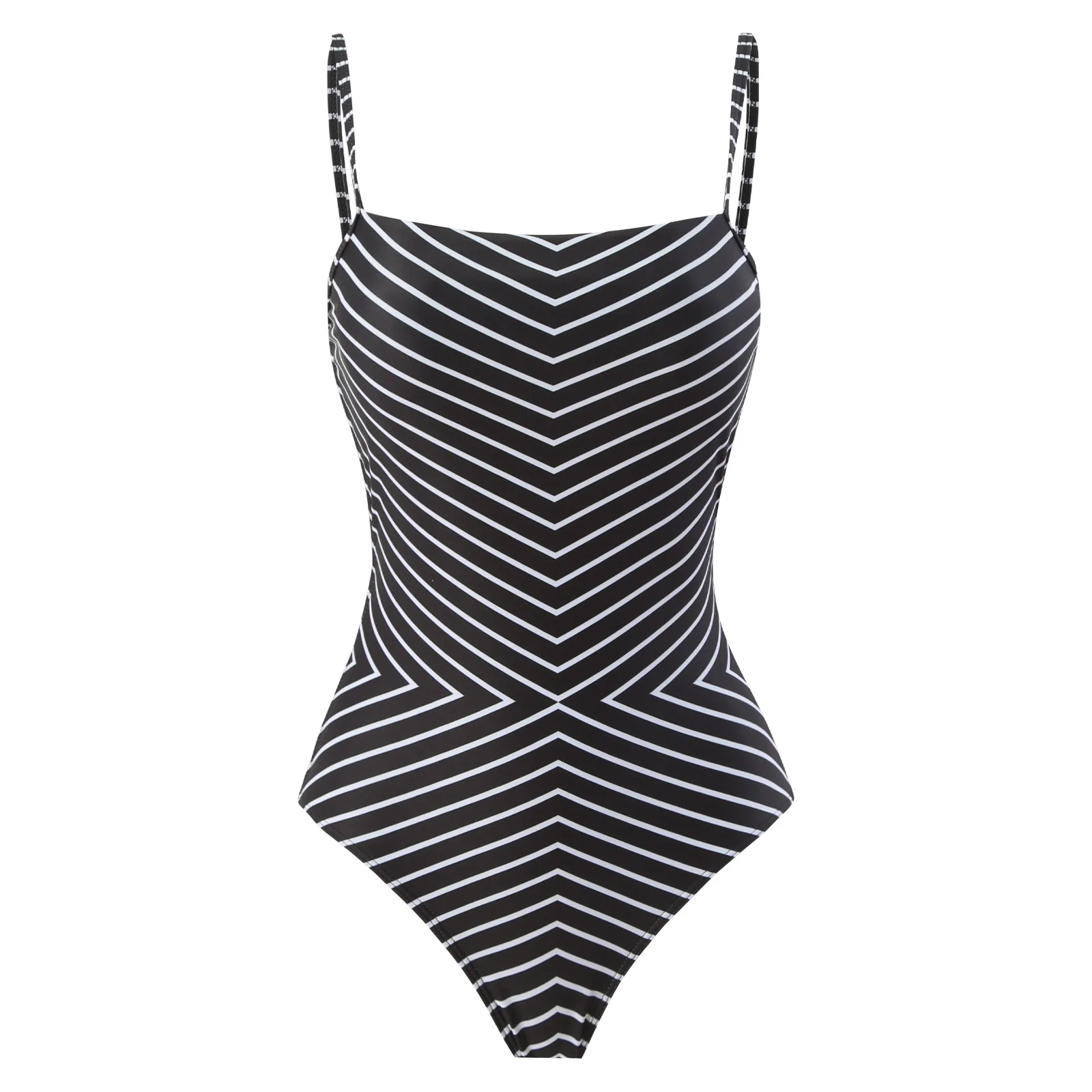 2024 Halter one-piece swimsuit women's striped printed sunscreen long dress hot spring beach two-piece foreign trade swimsuit