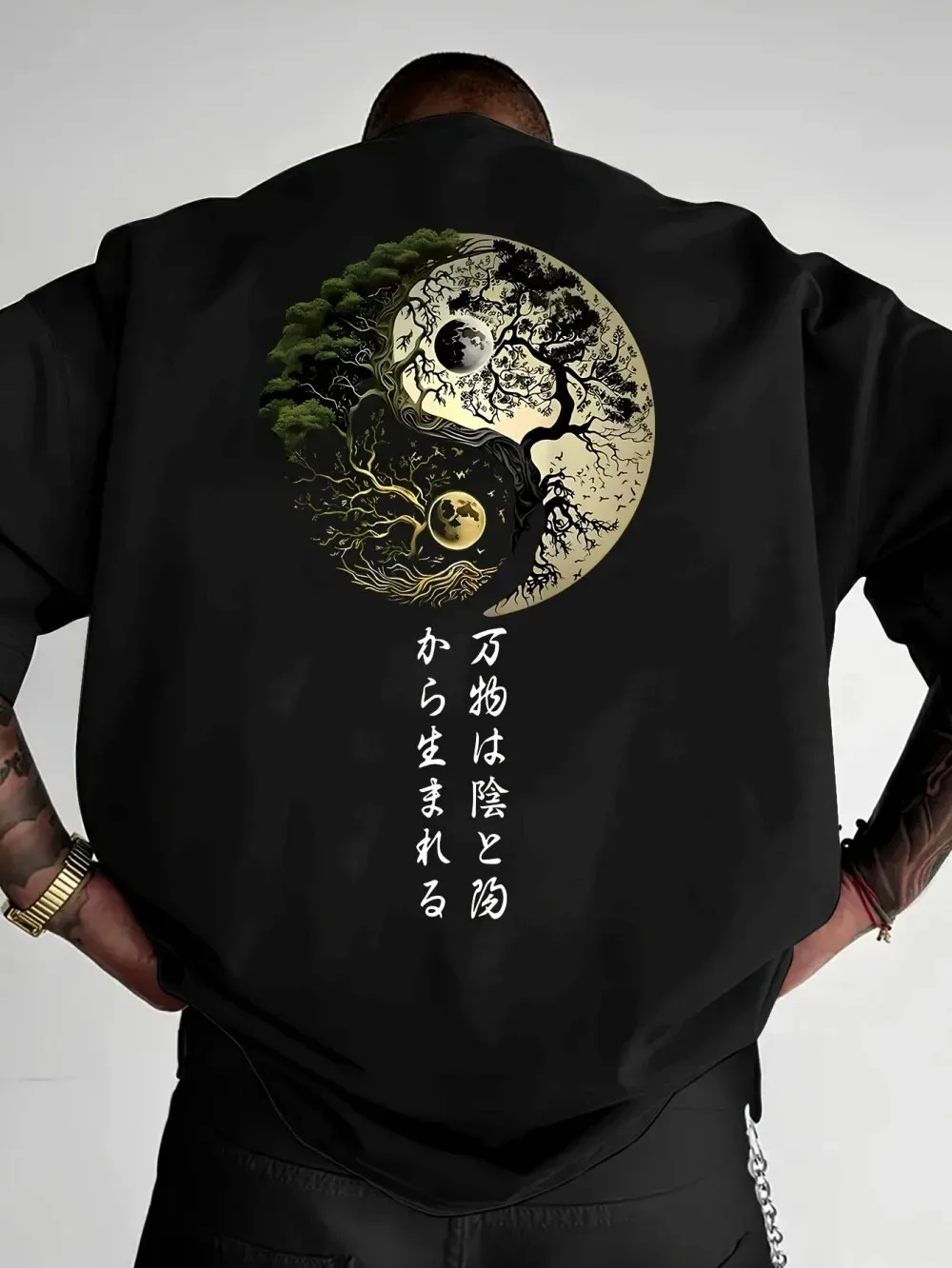Harajuku Y2K Yin-Yang Tai Chi Tree 3D-Druck Sport Quickdry Breatha Herren T-Shirt Outdoor Street Casual Fashion Kurzarmshirt