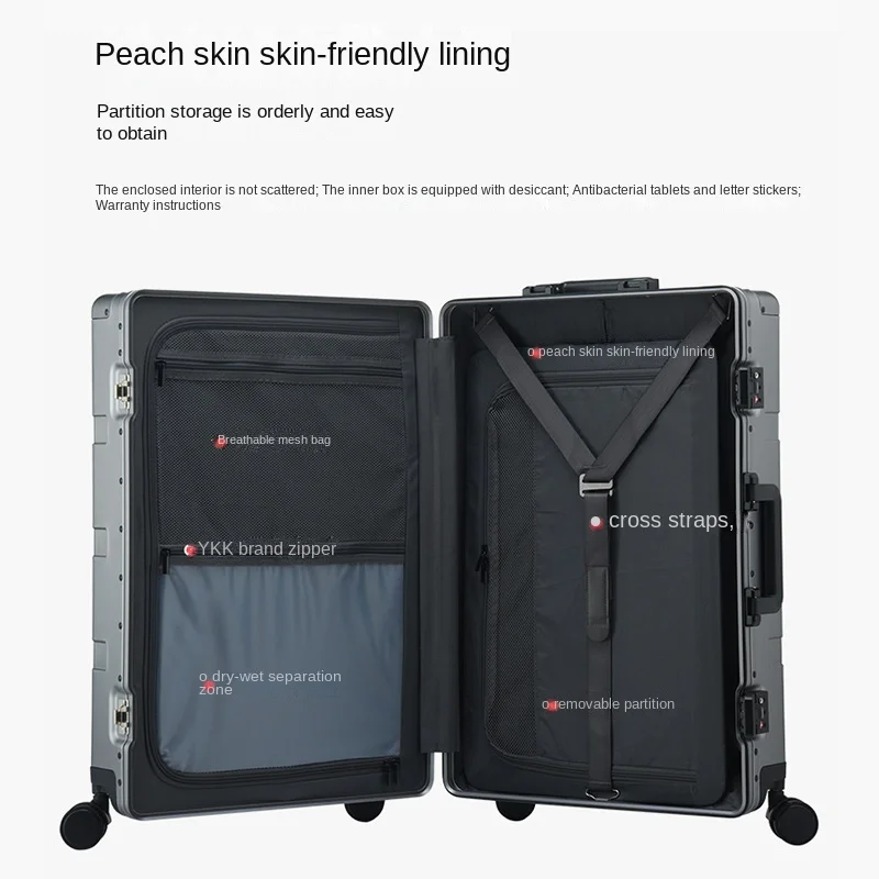 All-aluminum-magnesium alloy wear-resistant large-capacity luggage universal wheel male and female travel case aluminum frame